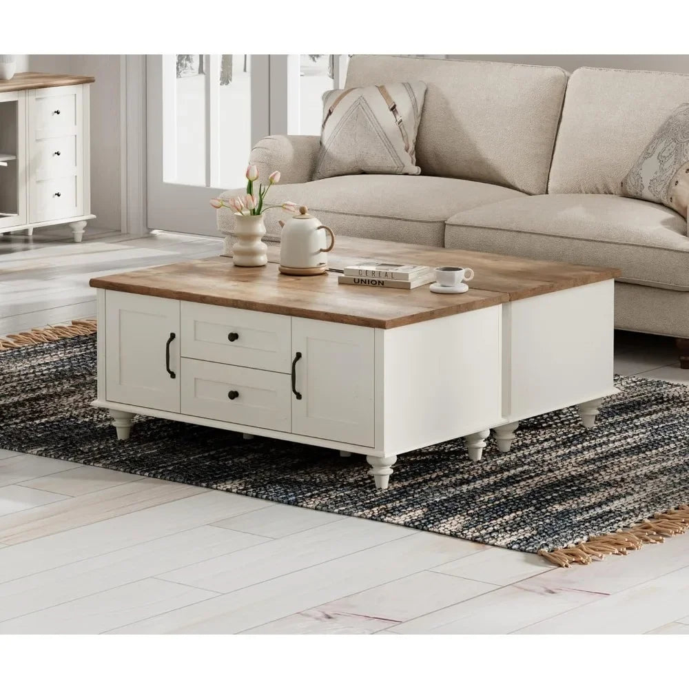 Guangbai Coffee Table Set of 2 With Storage Wood Living Room