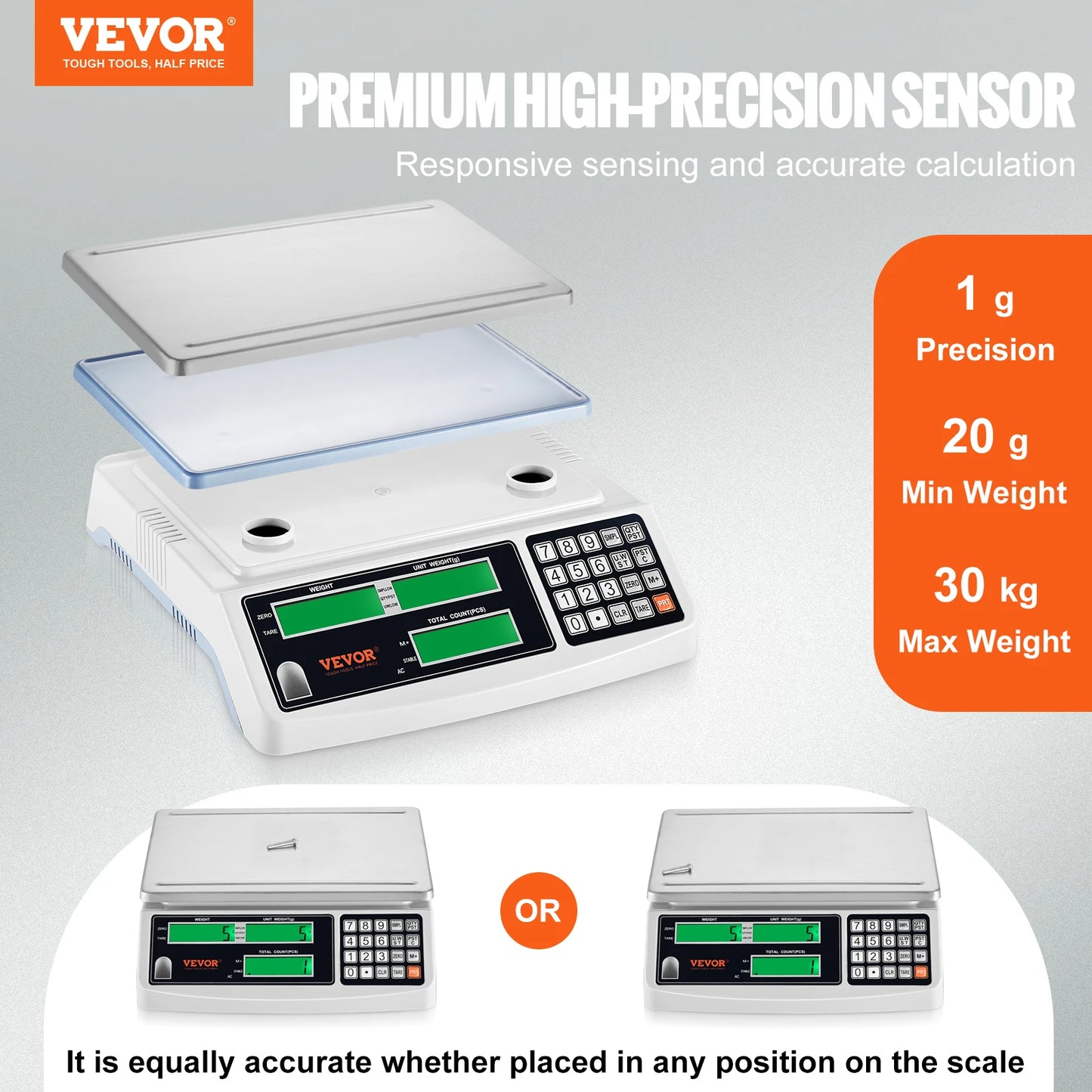 SucceBuy 30kg 1g Precision LCD Digital Counting Scale