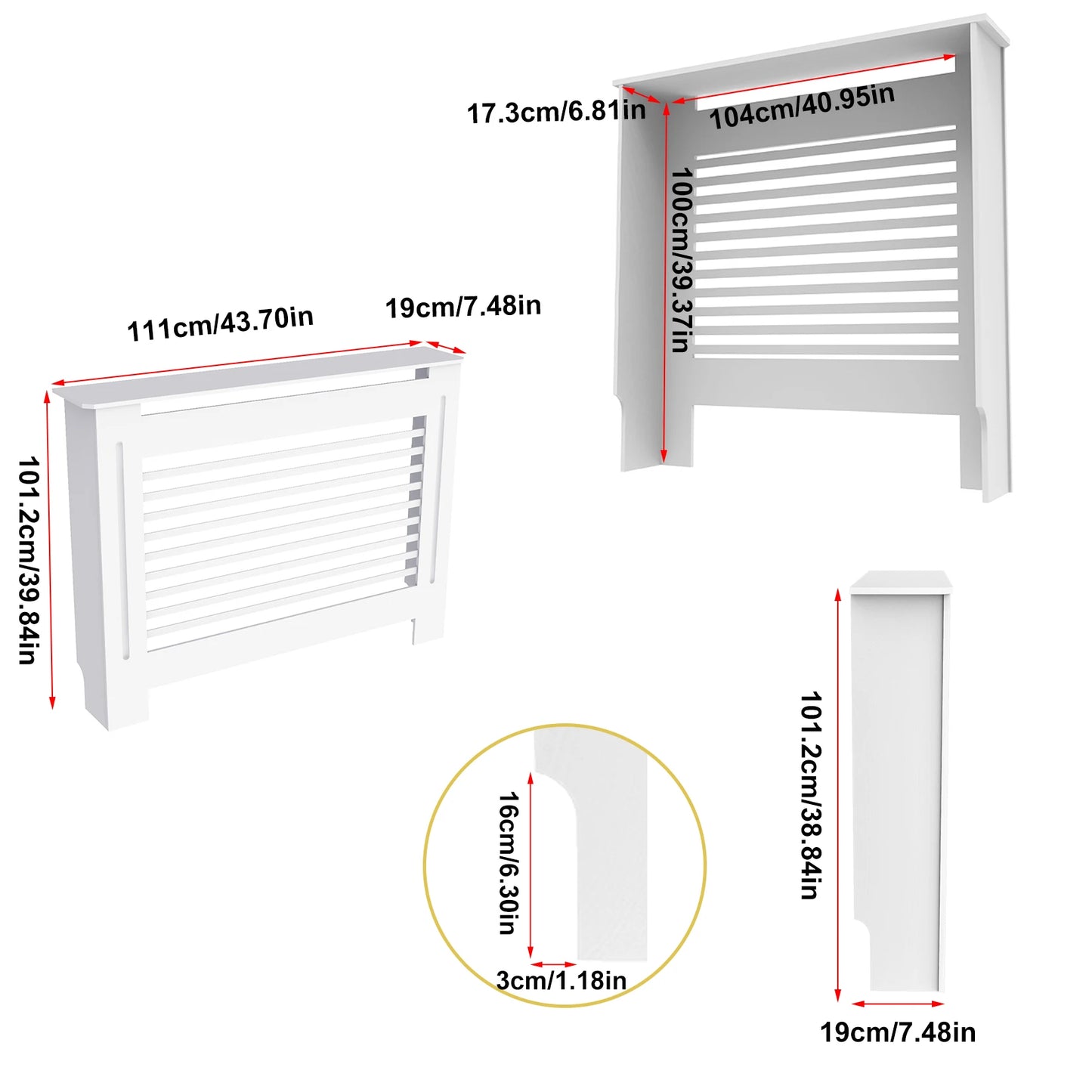 Wisfor Wood Radiator Cover Cabinet Modern Slat Heater Shelf