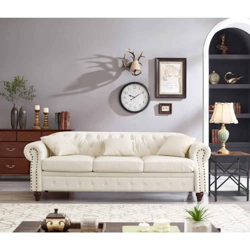 ZUIYU PU Leather Chesterfield Sofa With Storage And Comfort