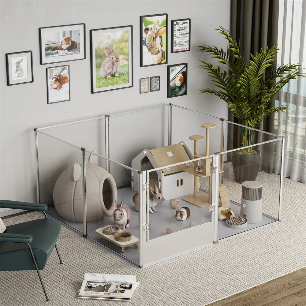 BORWARTH Dog Playpen Acrylic Enclosure Fence Cage for Pets