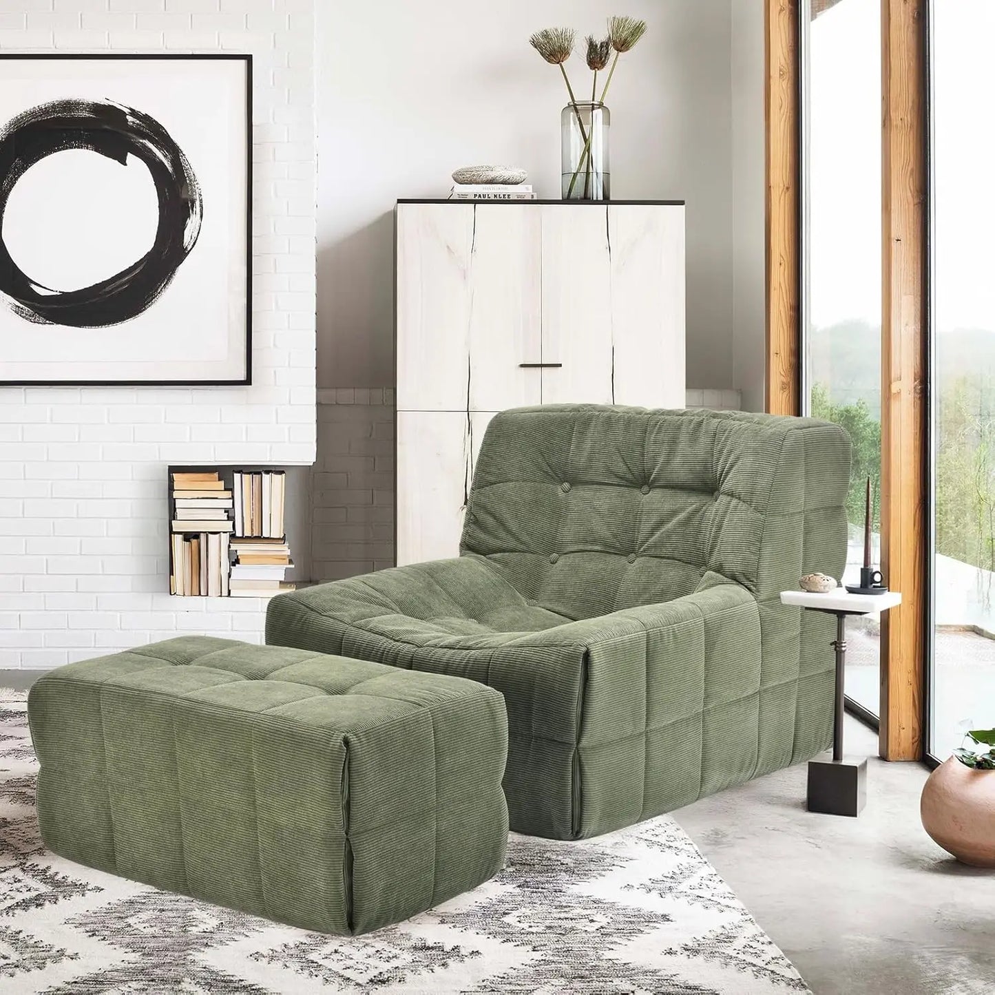 Guangbai Bean Bag Chair With Ottoman Memory Foam Sofa