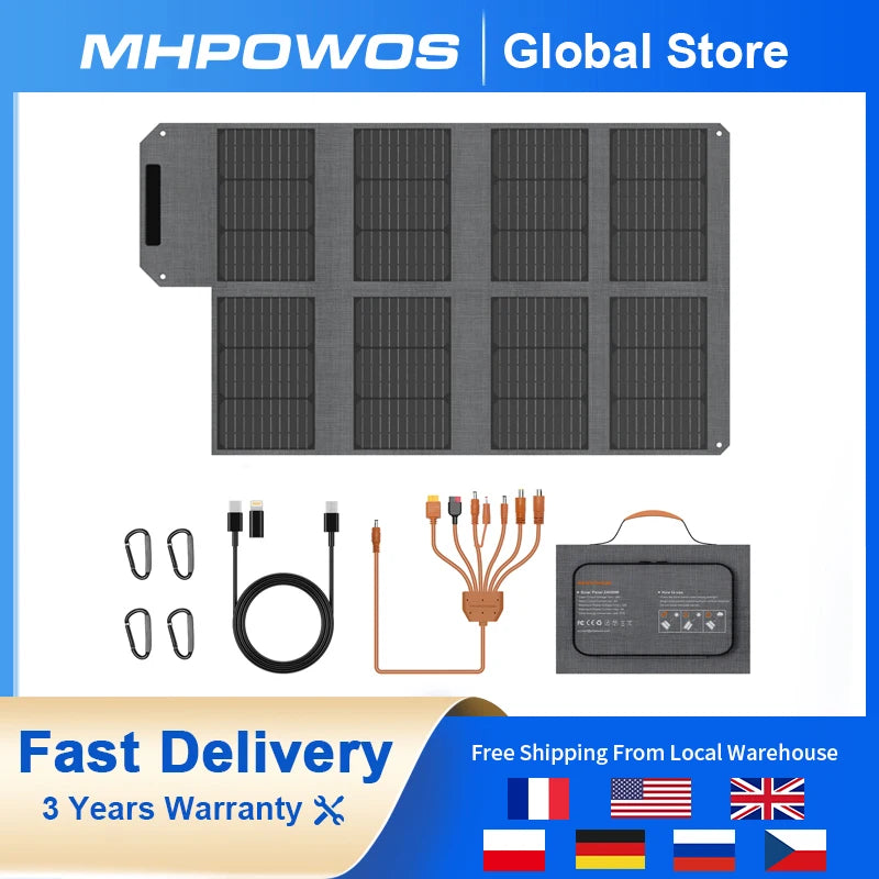 MHPOWOS Foldable Solar Panel 120W Charger for Camping