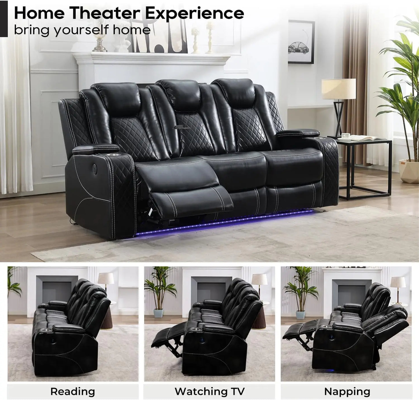 Everyday EssentialsOnline 3 Seat Power Reclining Sofa USB C