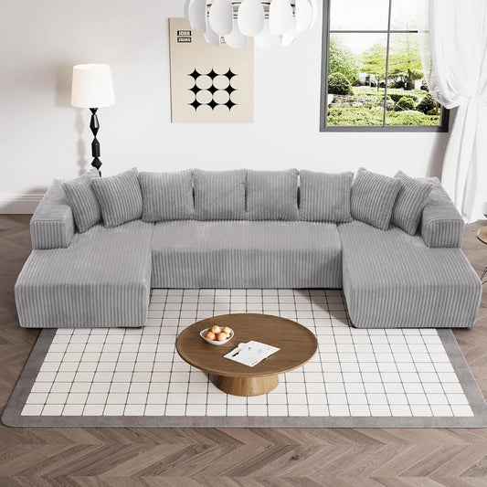 Modular Sectional Sofa in Corduroy with Memory Foam for Living Room, Modern Deep Seating