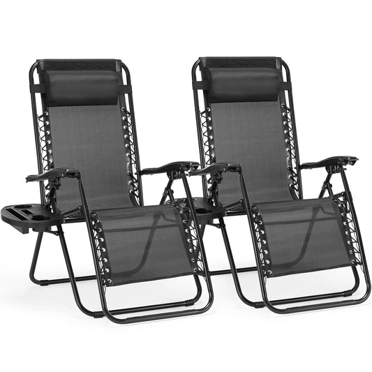 JHK Zero Gravity Portable Recliner Set Of 2 Patio Chairs