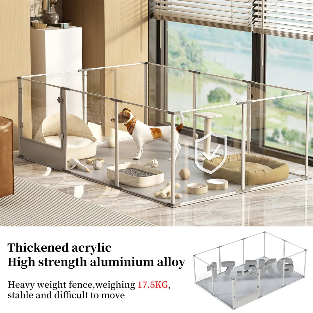 BINGOPAW Whelping Playpen Clear Acrylic Dog Pen With Pad