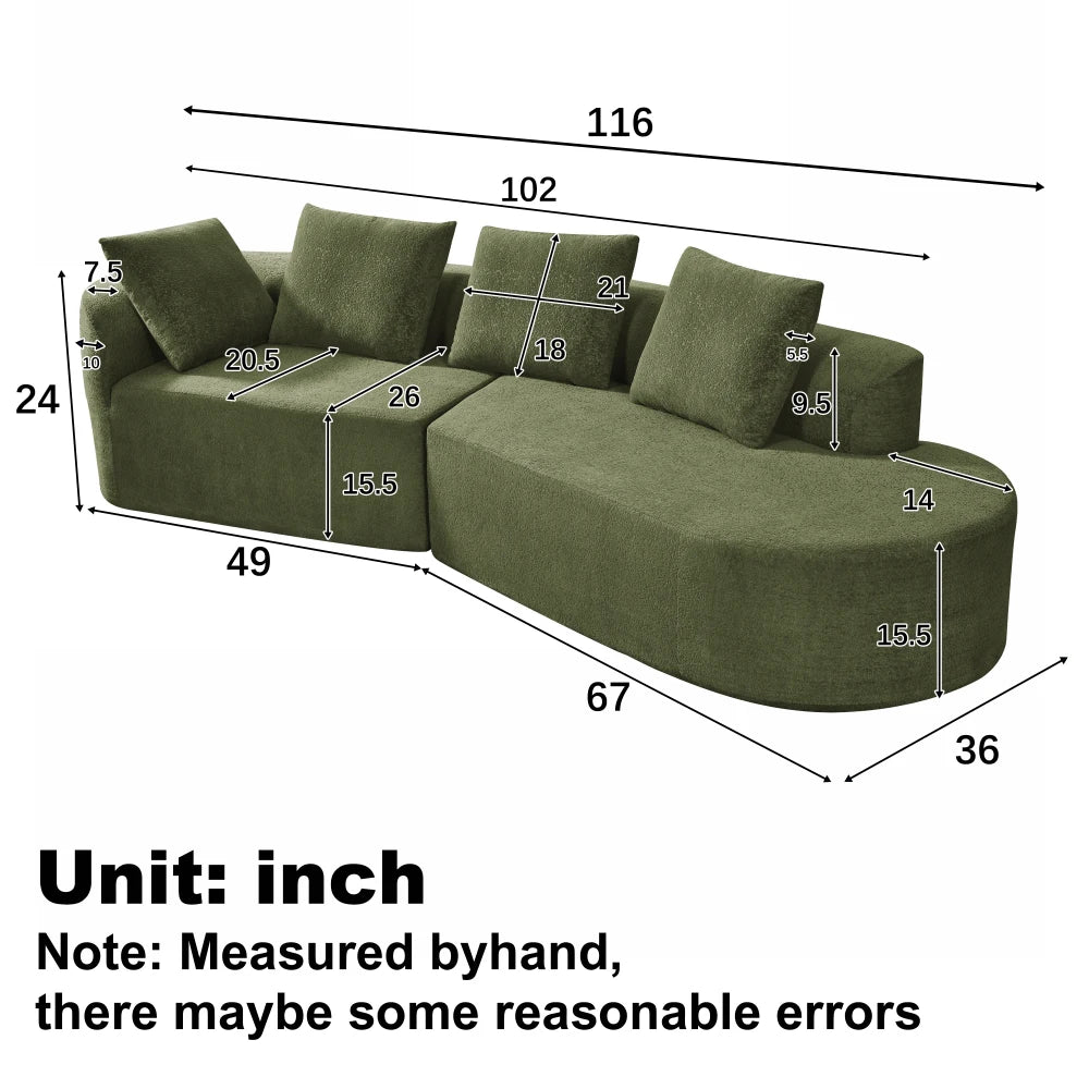 MLG Curved Sectional Sofa Modern LShaped 2 Piece Set