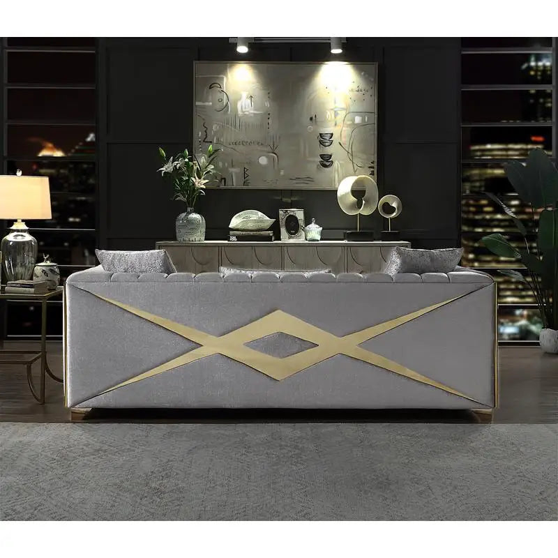 Modern 2-Piece Living Room Set in Silver