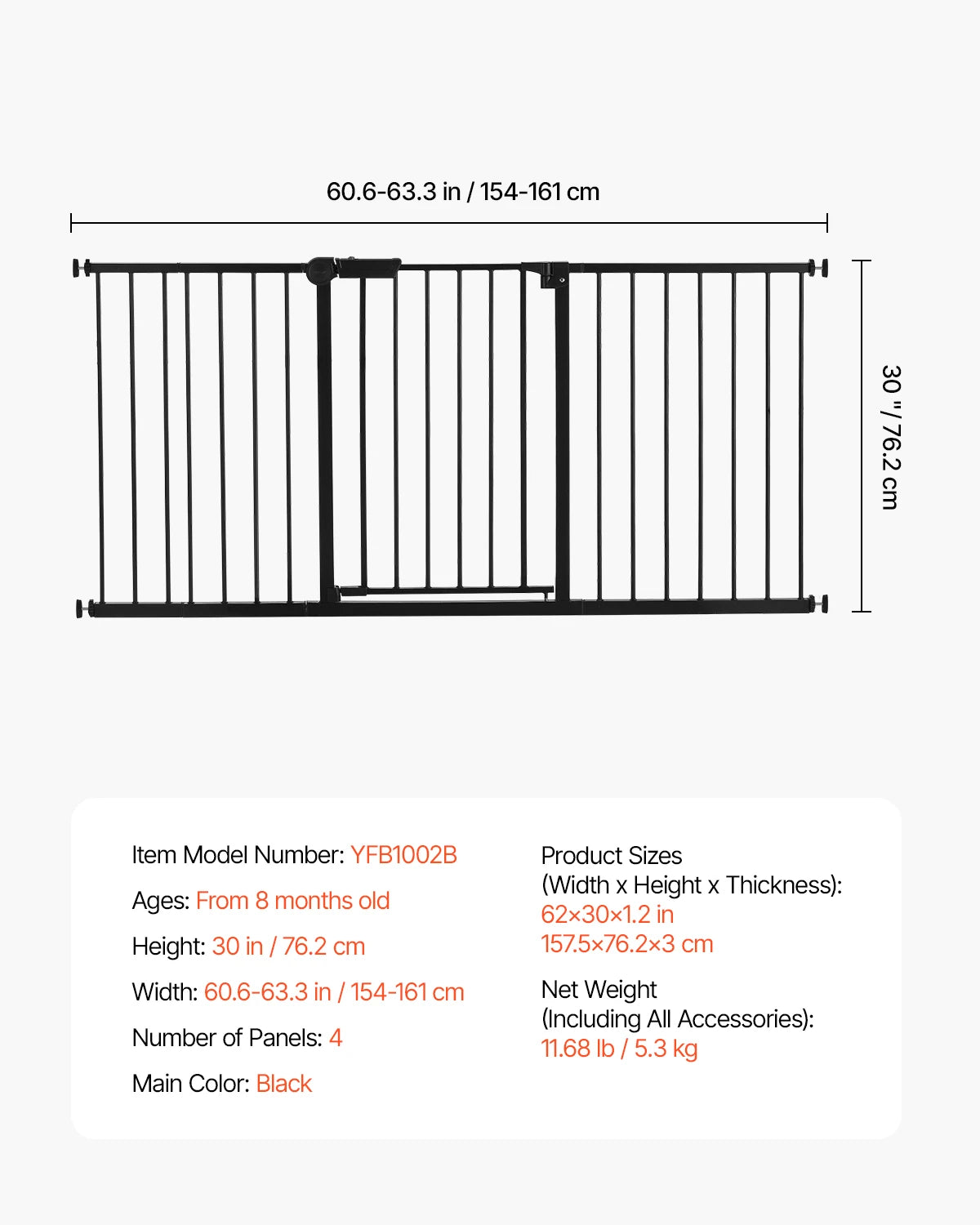 SucceBuy Baby Gate Walk Thru Pressure Mount For Doorways
