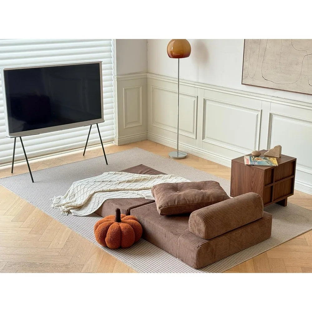 Convertible Sofa Bed with Foam Cushions, Armless Sleeper Couch for Living & Bedroom, Space-Saving Furniture