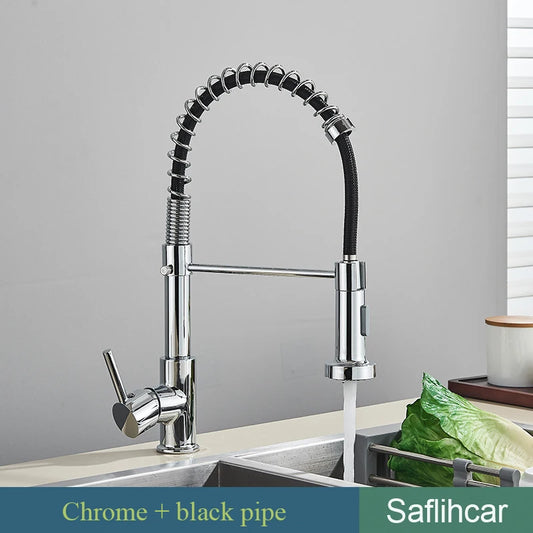 SAFLIHCAR Brushed Gold Kitchen Sink Faucet Pull-Down