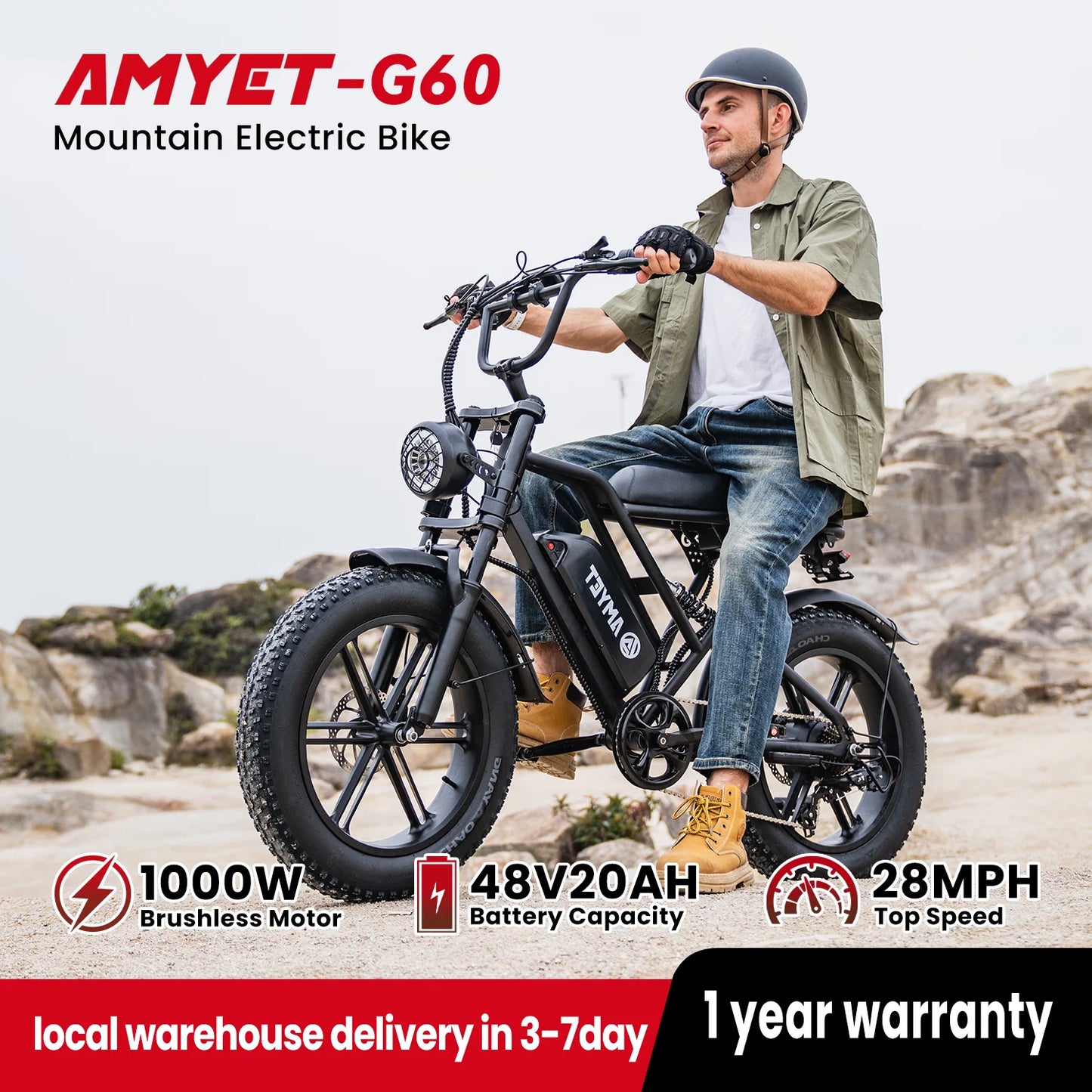 AMYET V9 G60 1000W Electric Mountain Bike 48V Ebike