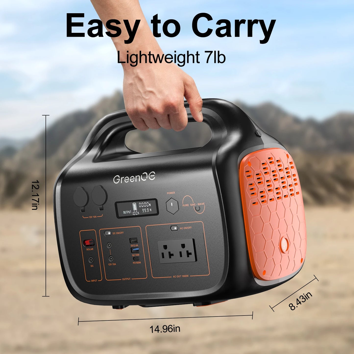 GreenOE Portable Power Station 1000W 1024Wh USB C Outdoors