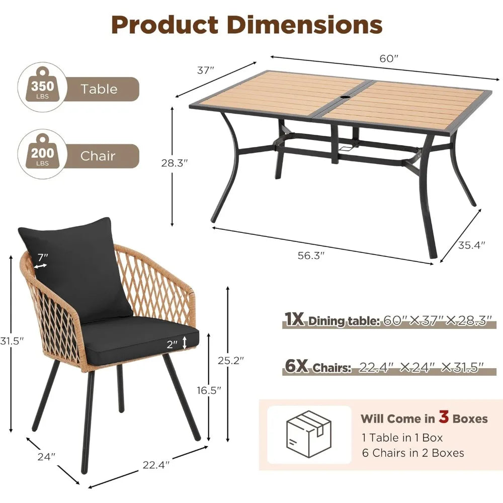 Blackwicker Rattan All Weather Patio Dining Set 5 7 9