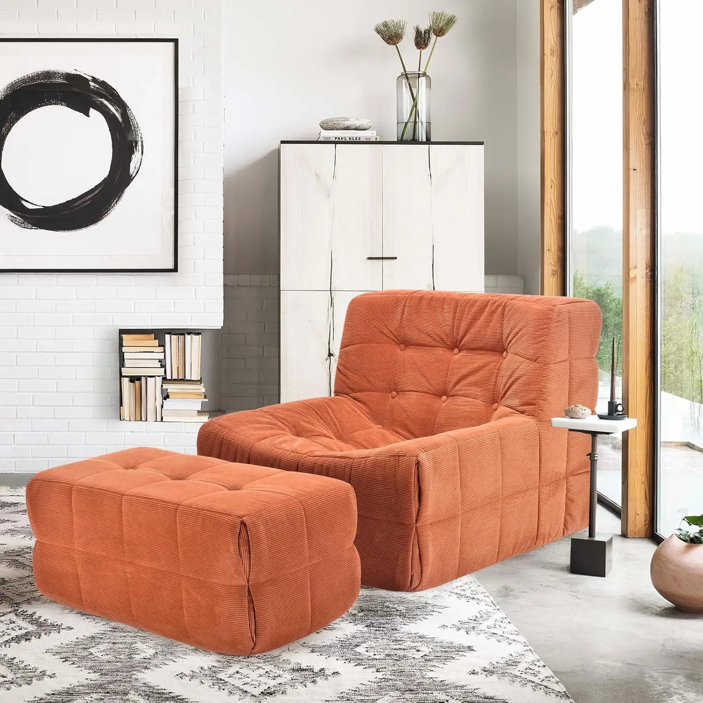 Guangbai Bean Bag Chair With Ottoman Memory Foam Sofa