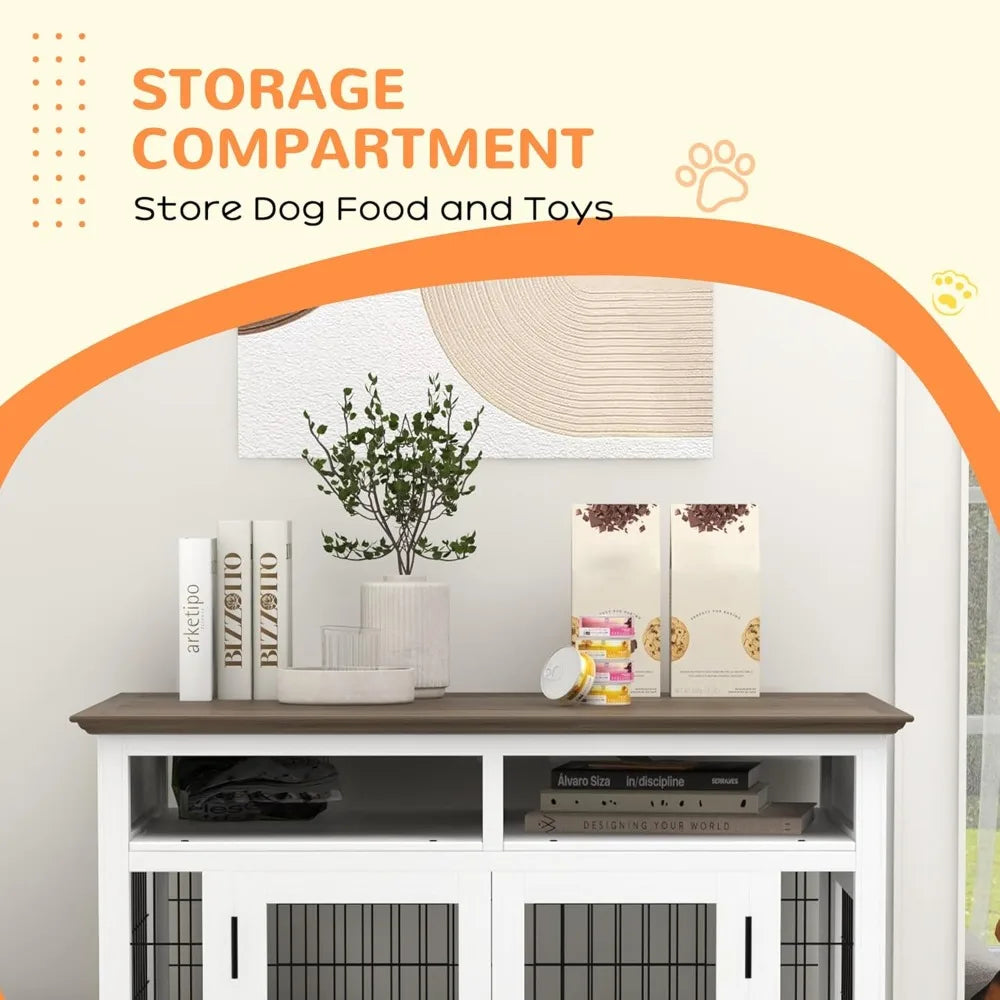 DAFIFY Dog Crate Table With Storage And Double Doors