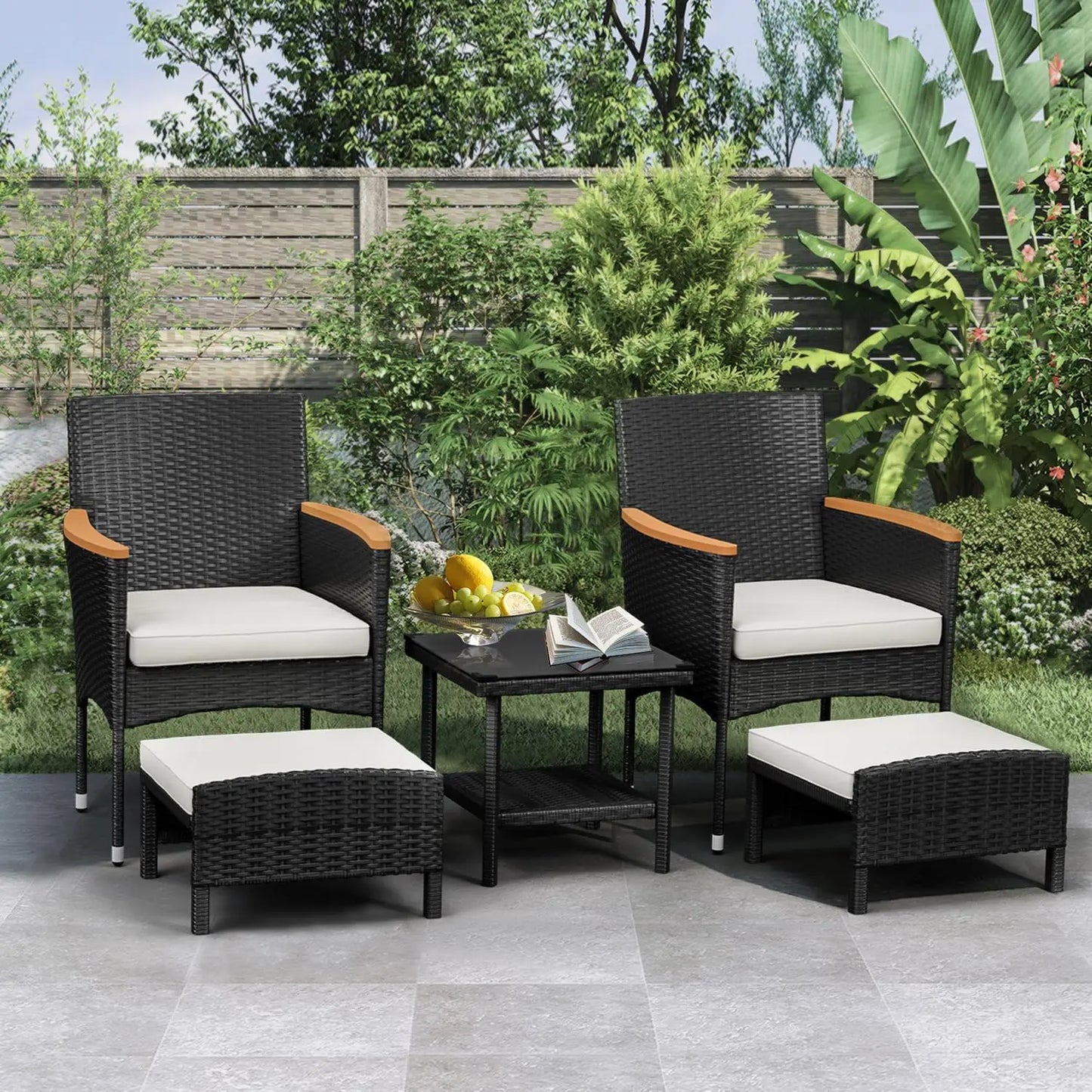 ANGDUO Outdoor Patio Furniture Bistro Wicker Garden Set