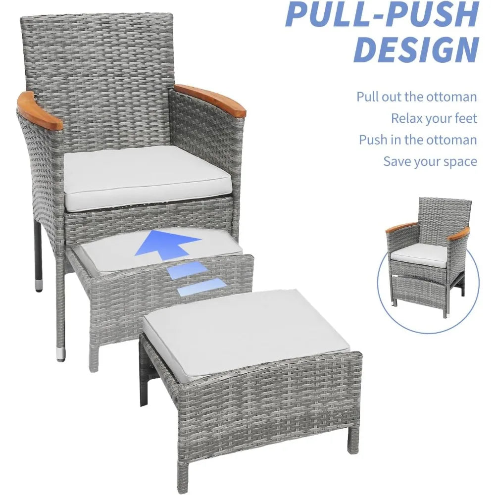 ANGDUO Outdoor Patio Furniture Bistro Wicker Garden Set