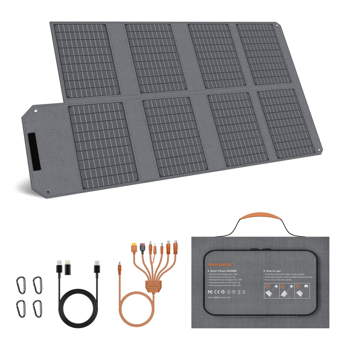 MHPOWOS Foldable Solar Panel 120W Charger for Camping