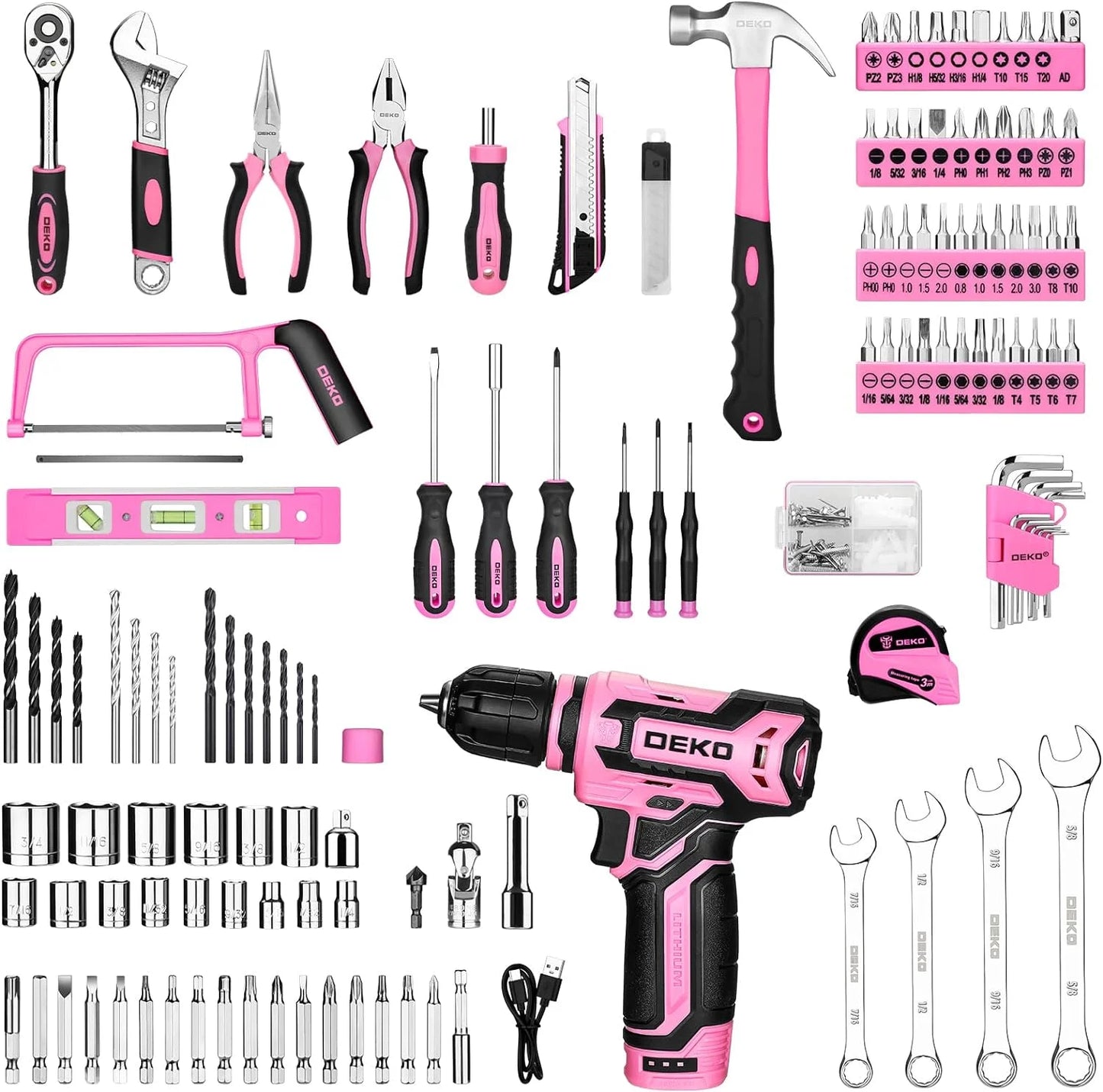 DEKODIY Home Mechanic Toolbox With 12V Cordless Drill