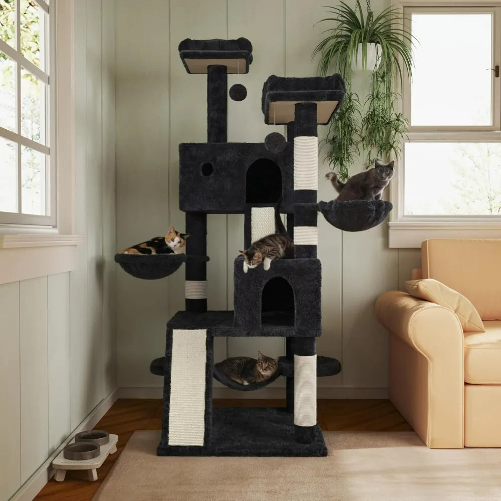 Hign-concerned Multi Level Cat Tree Tower Plush Hammock