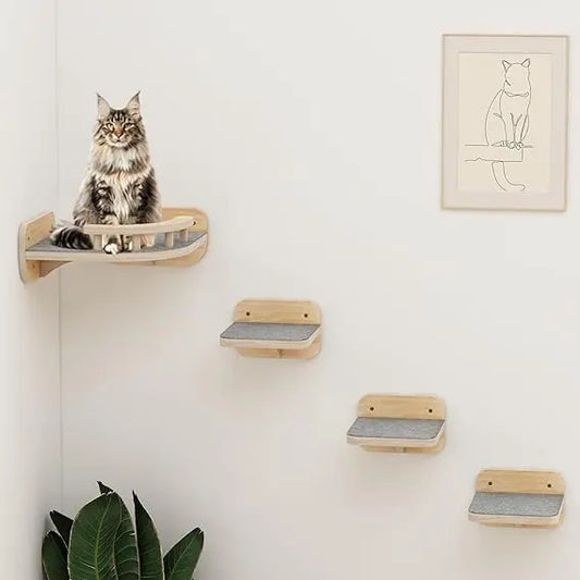 Megidok Corner Cat Wall Furniture Climbing Shelf 3 Steps
