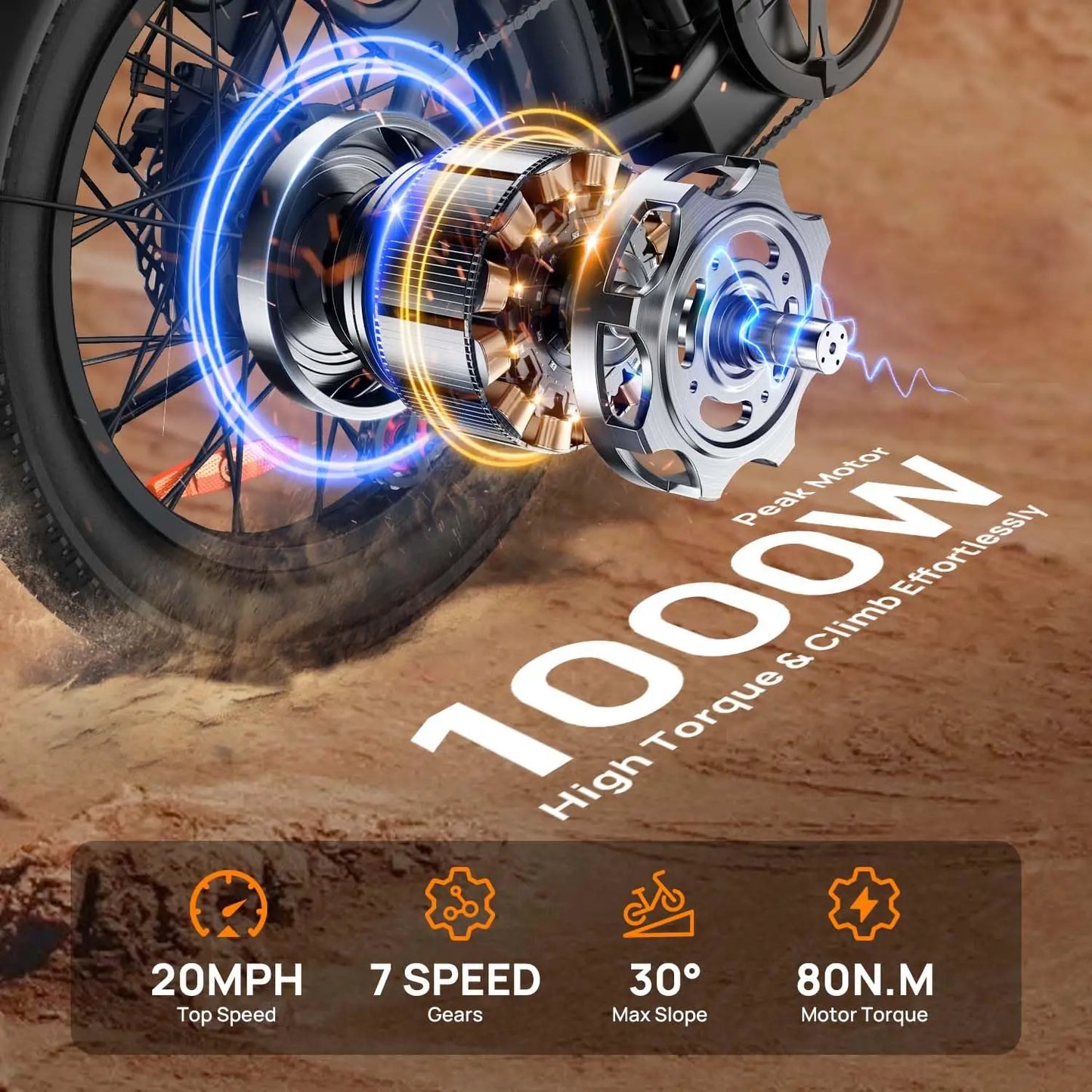 URLIFE 1000W E20 Electric Bike 48V 13Ah Battery Dual Disc