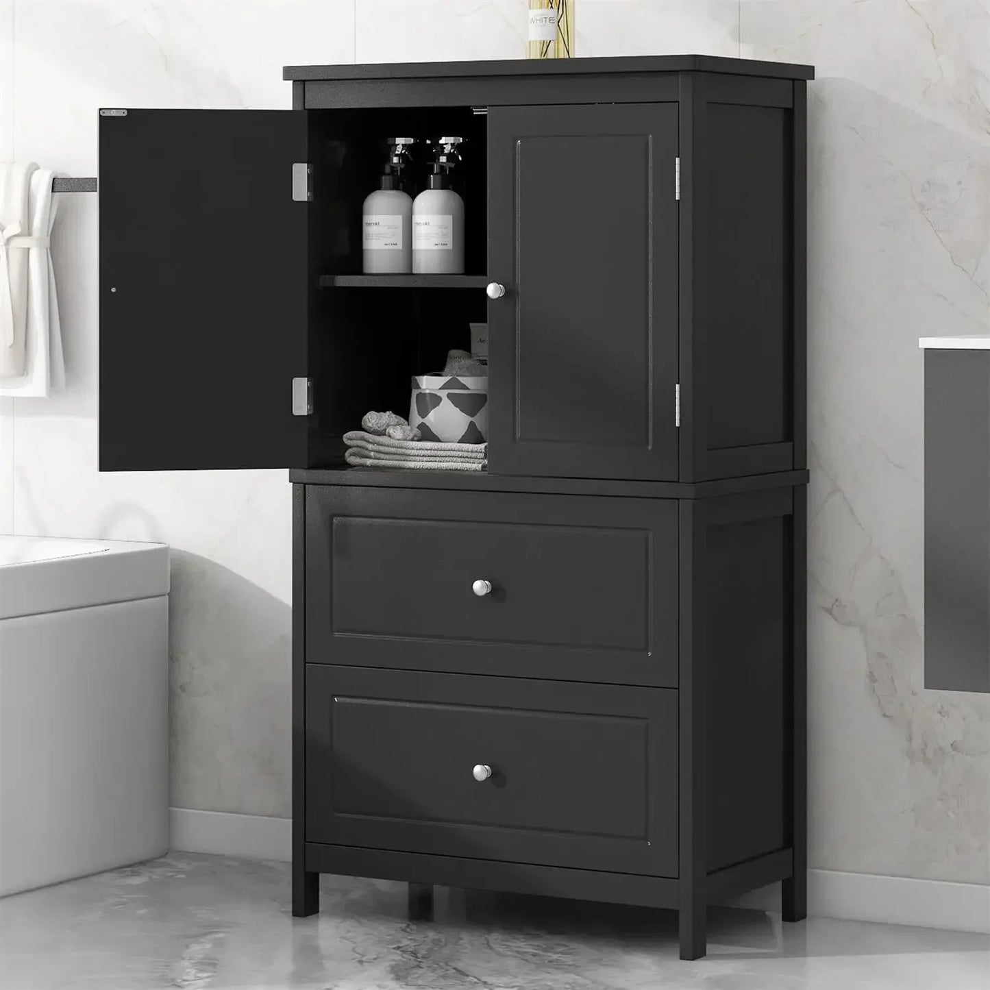Guangbai Bathroom Storage Cabinet With 4 Doors Freestanding