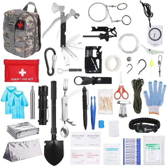 125Pcs Survival Kit Emergency Gear For Camping Hiking