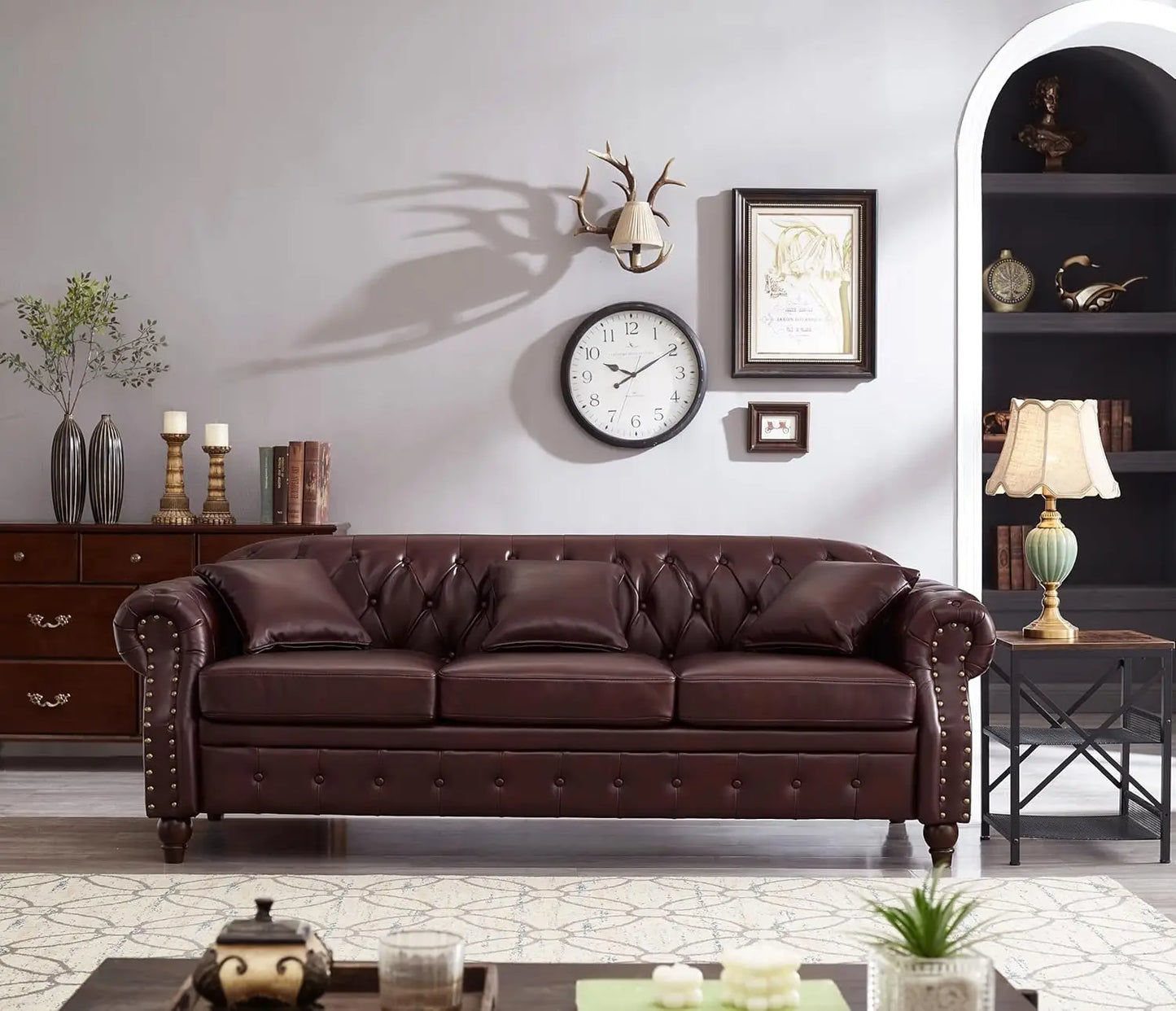 ZUIYU PU Leather Chesterfield Sofa With Storage And Comfort