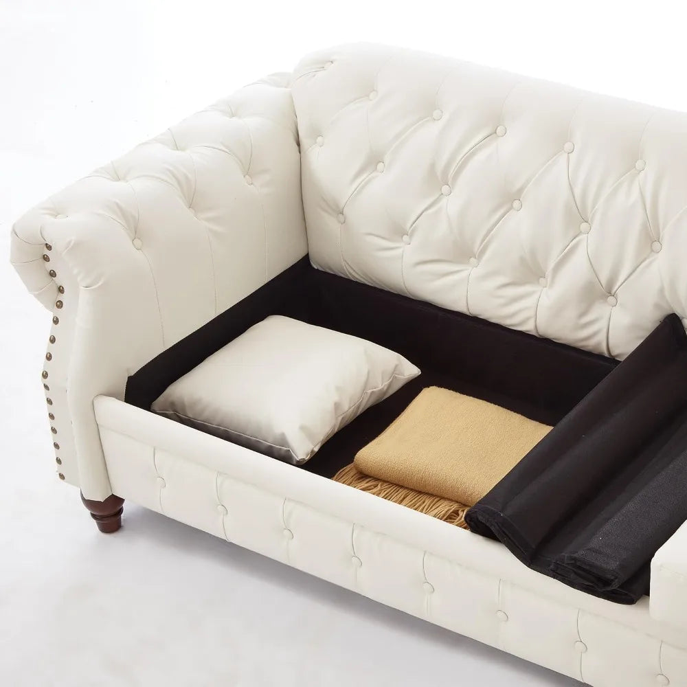 ZUIYU PU Leather Chesterfield Sofa With Storage And Comfort