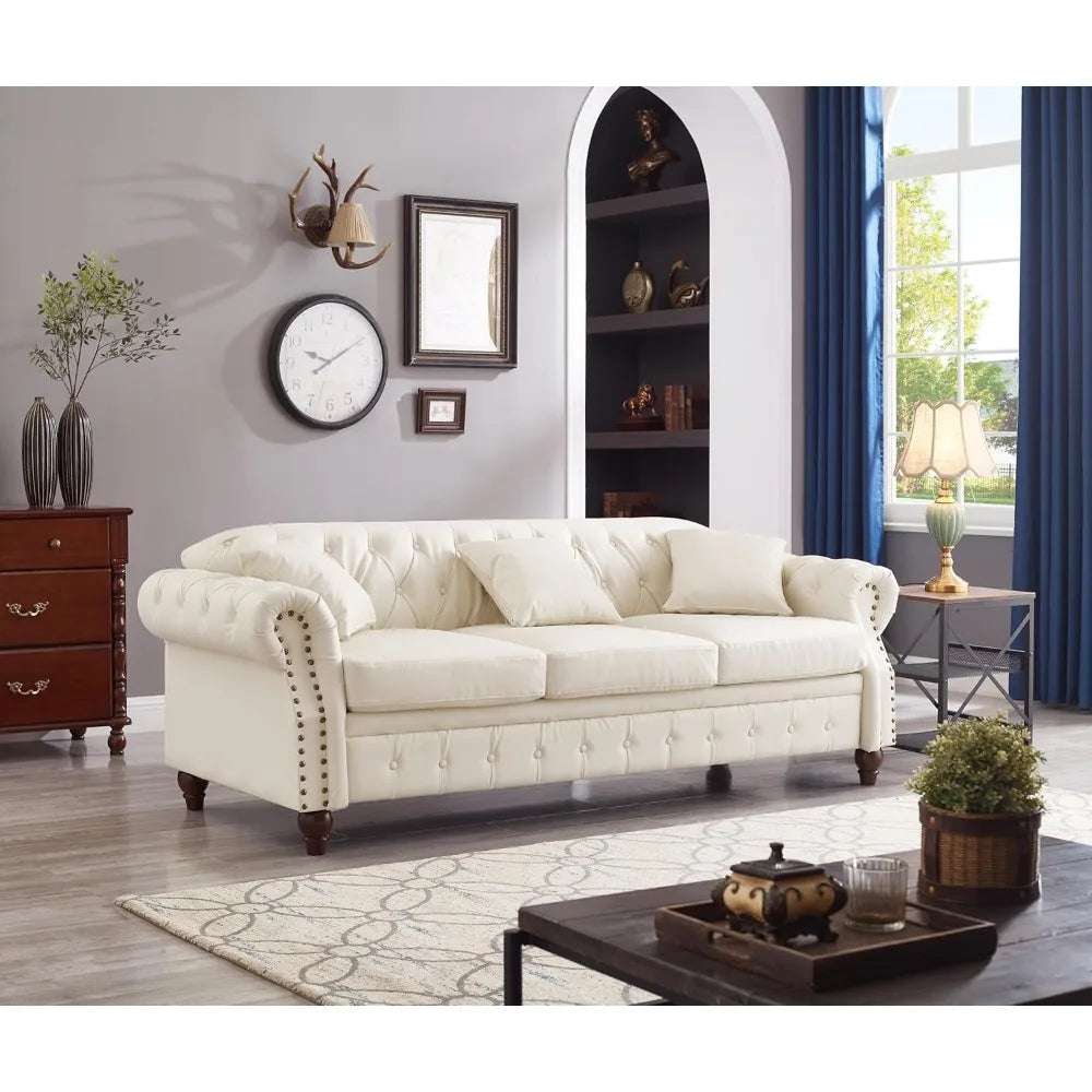 ZUIYU PU Leather Chesterfield Sofa With Storage And Comfort