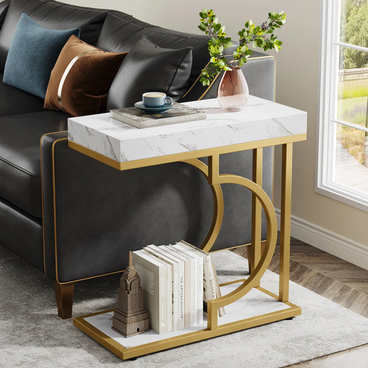 Tribesigns C Shaped Side Table Modern Bedside Table