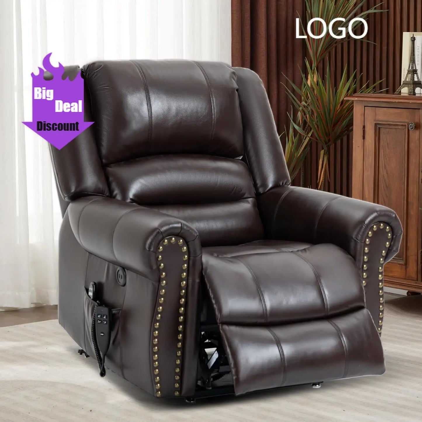 XMSJ Dual Motor Power Lift Chair With Massage Heat Remote