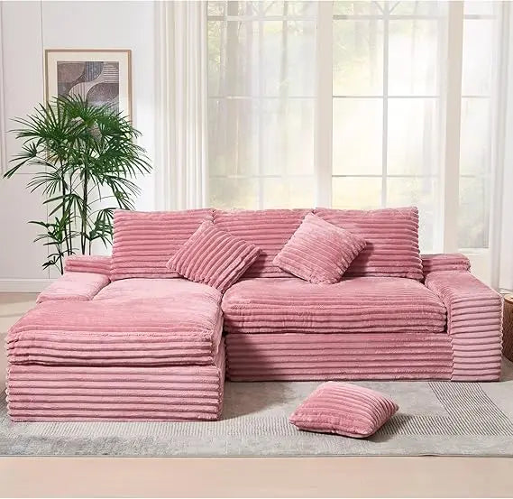 Cloud Inspired Sectional Sofa With L Shaped Chaise Lounge