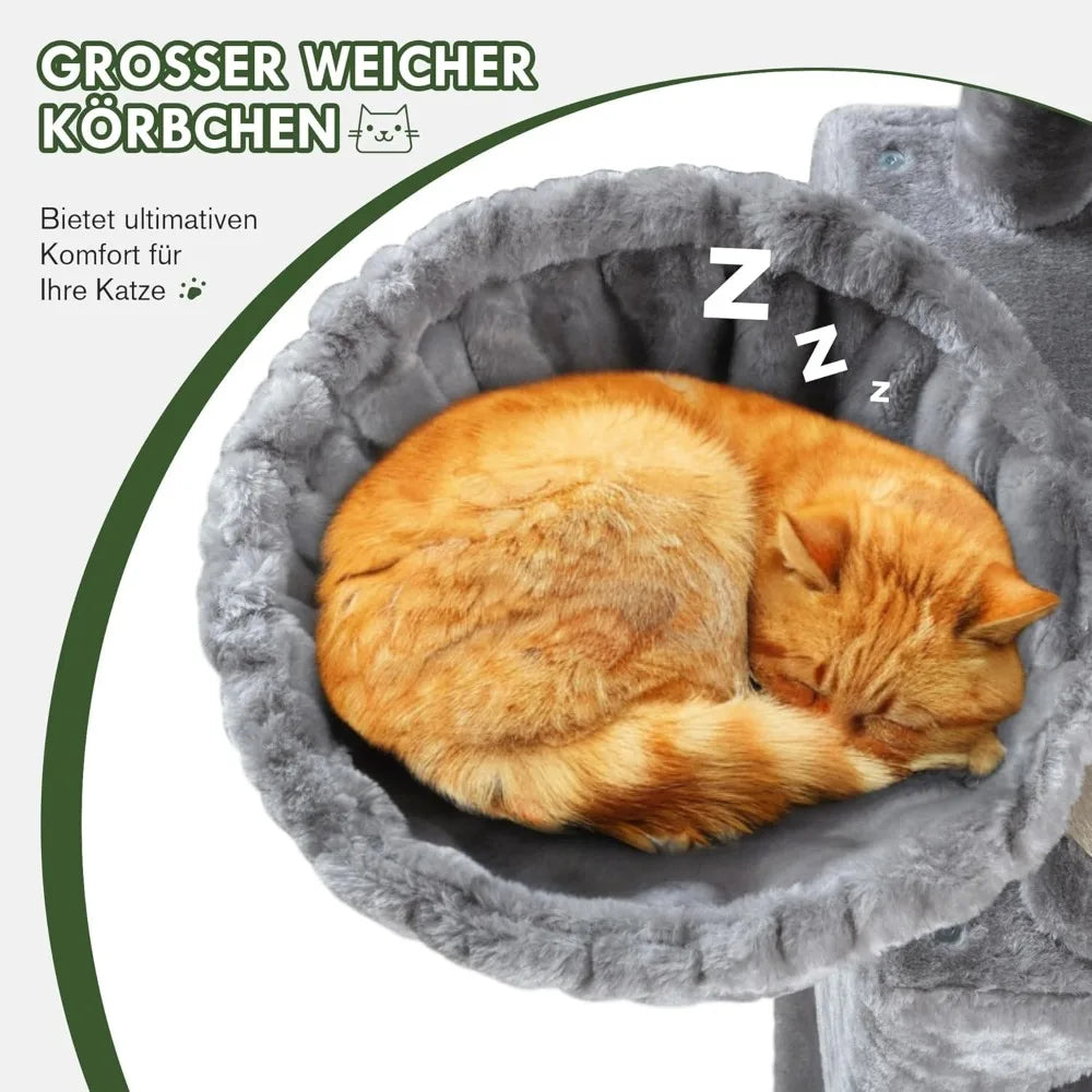 Hign-concerned Multi Level Cat Tree Tower Plush Hammock