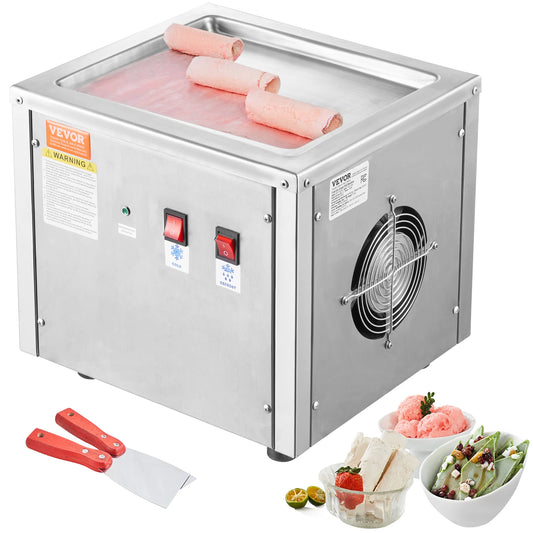 VEVOR Fried Ice Cream Roll Machine With Compressor Scrapers