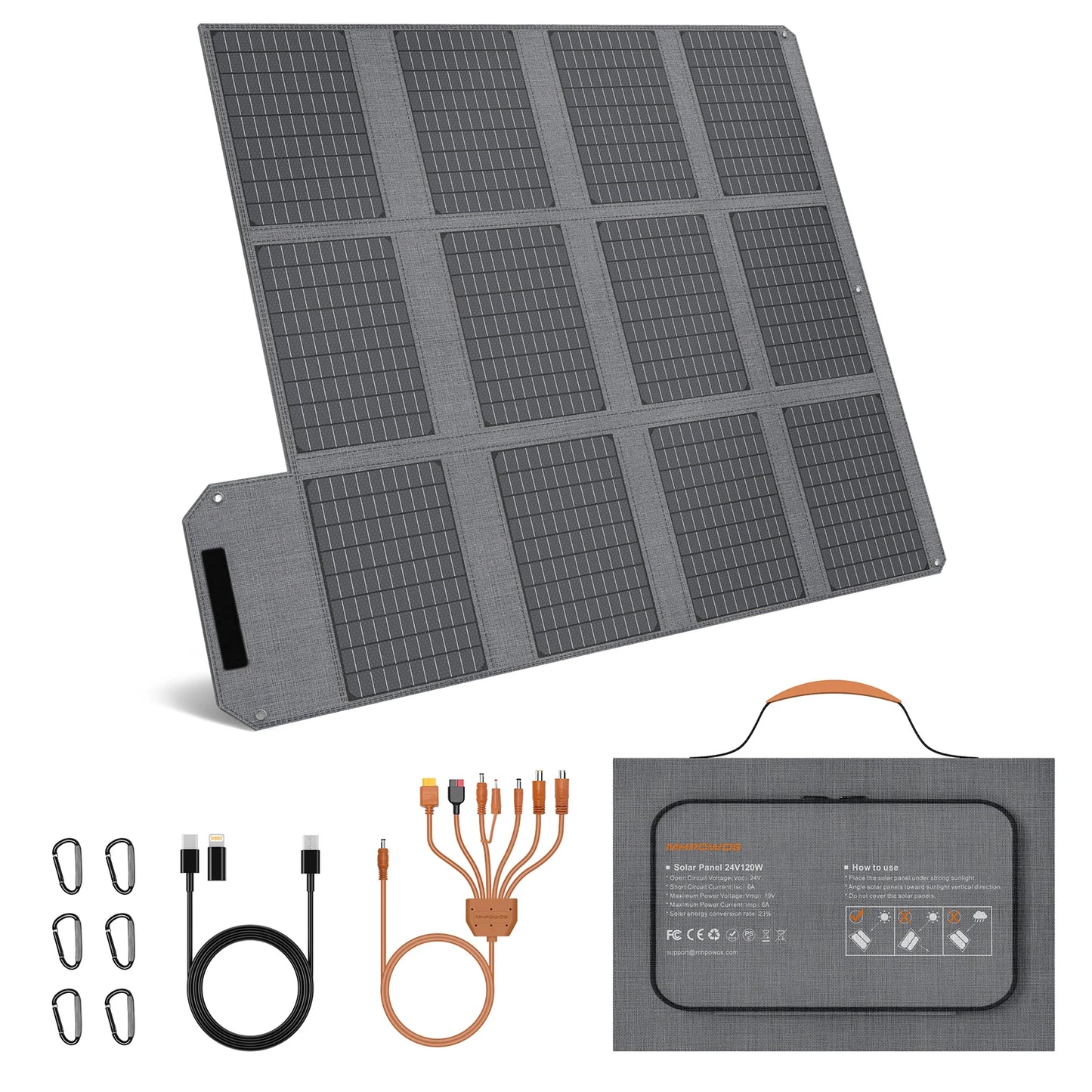 MHPOWOS Foldable Solar Panel 120W Charger for Camping