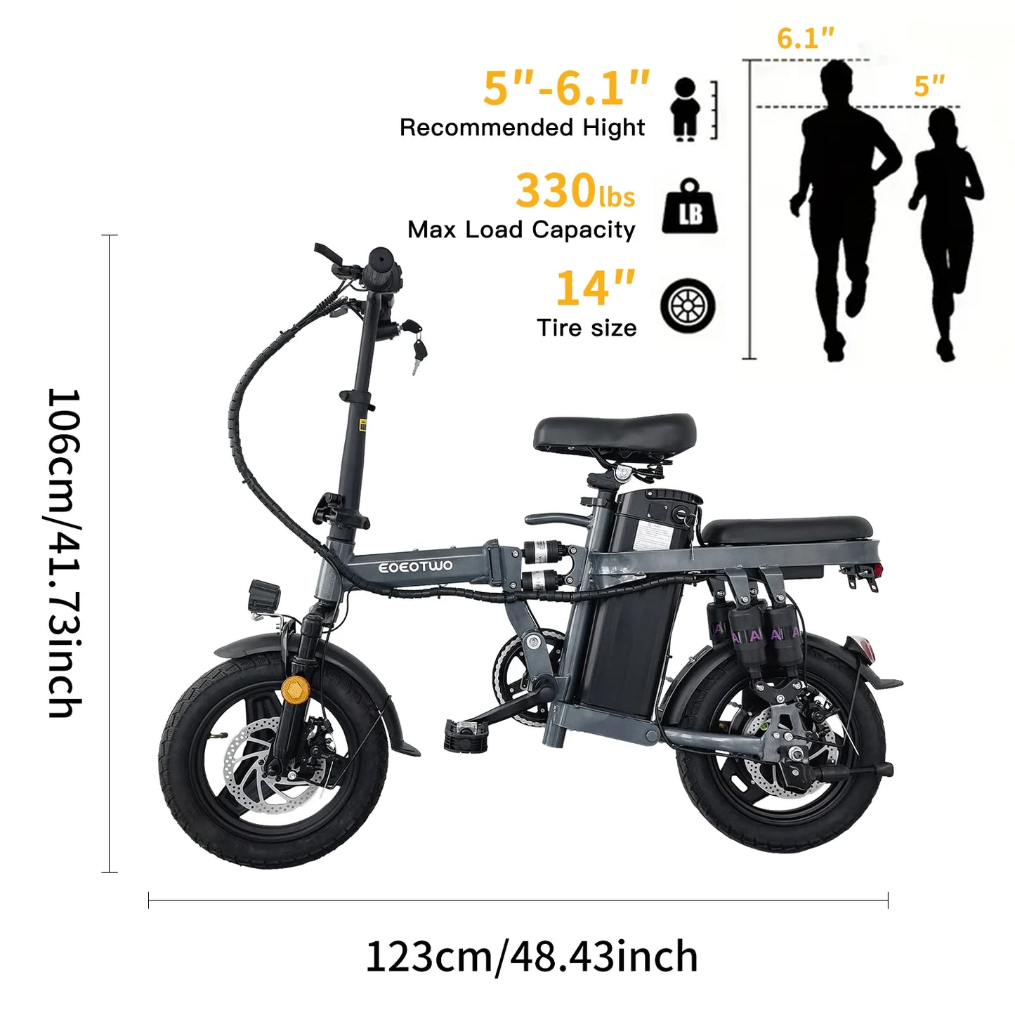 Volta Folding Electric Bike For Adult 600W Peak Motor 25MPH