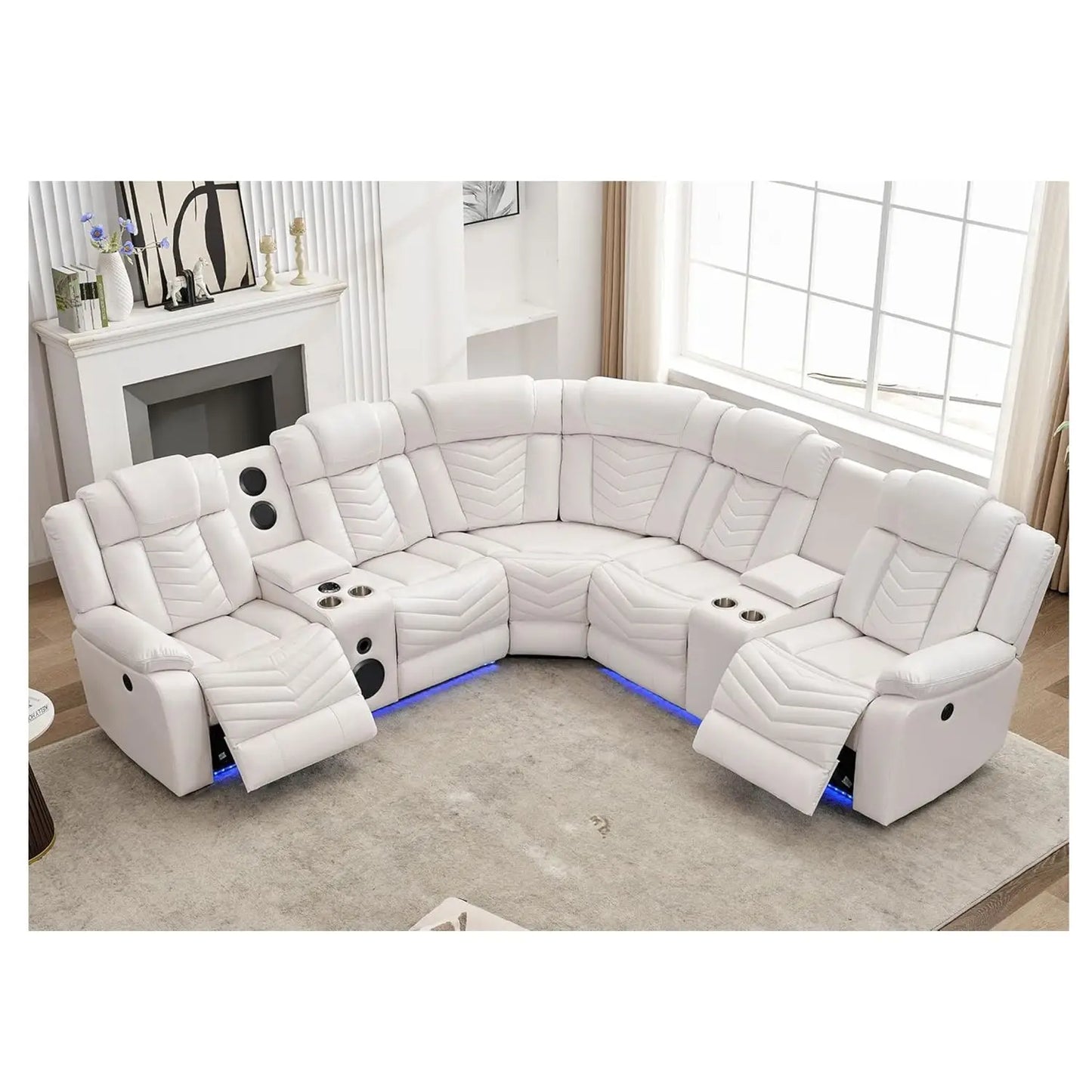 Todrani Electric Power Recliner Sectional Sofa Speakers