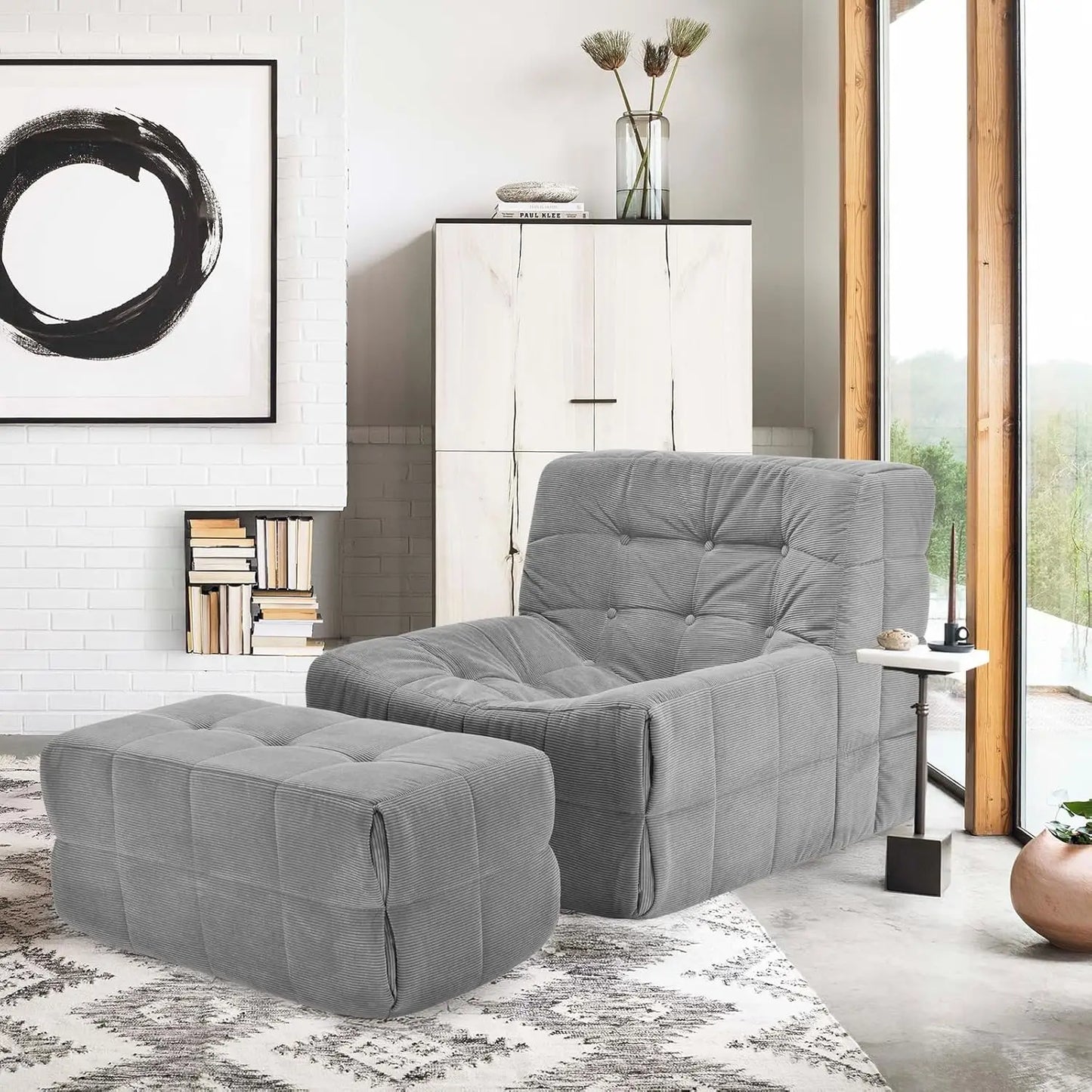 Guangbai Bean Bag Chair With Ottoman Memory Foam Sofa