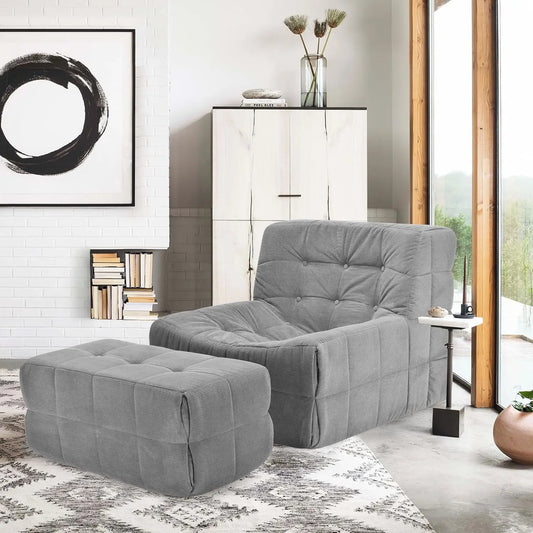 Guangbai Bean Bag Chair With Ottoman Memory Foam Sofa
