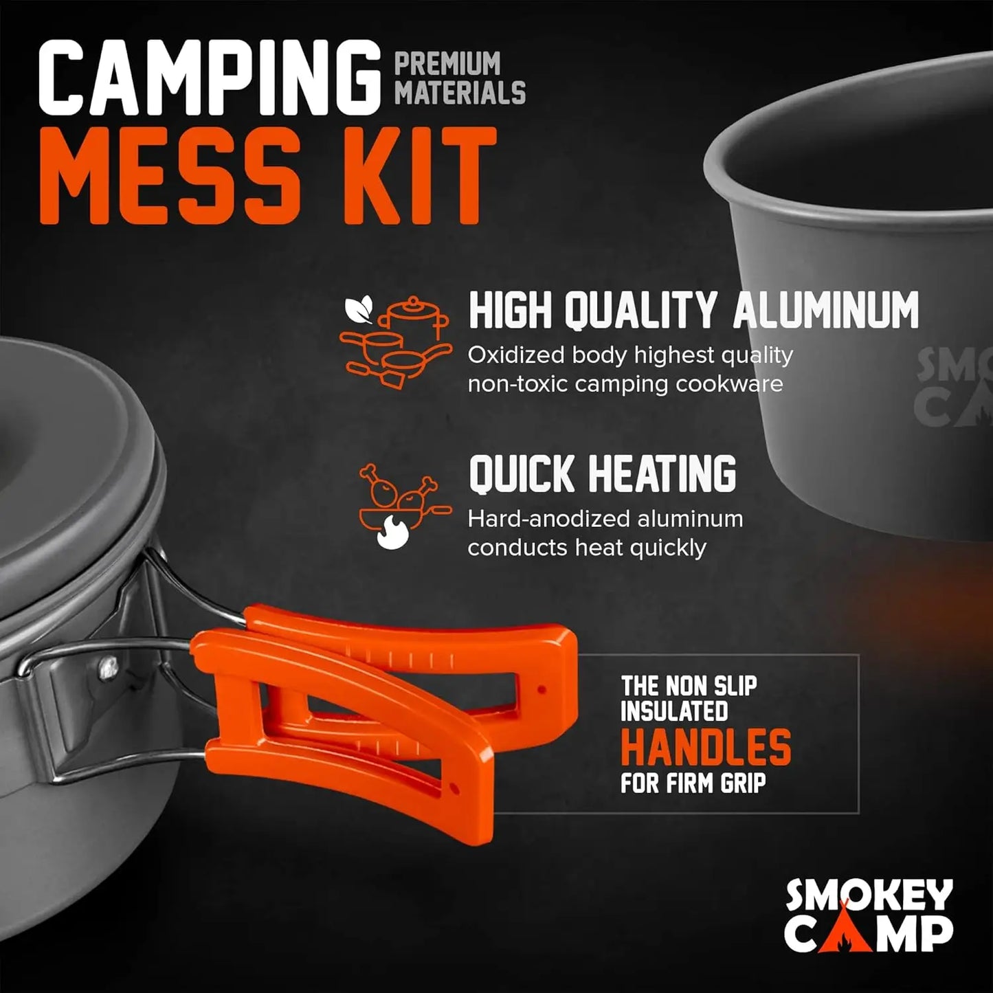 Camping Cookware Mess Kit Set With Stove Nonstick Aluminum