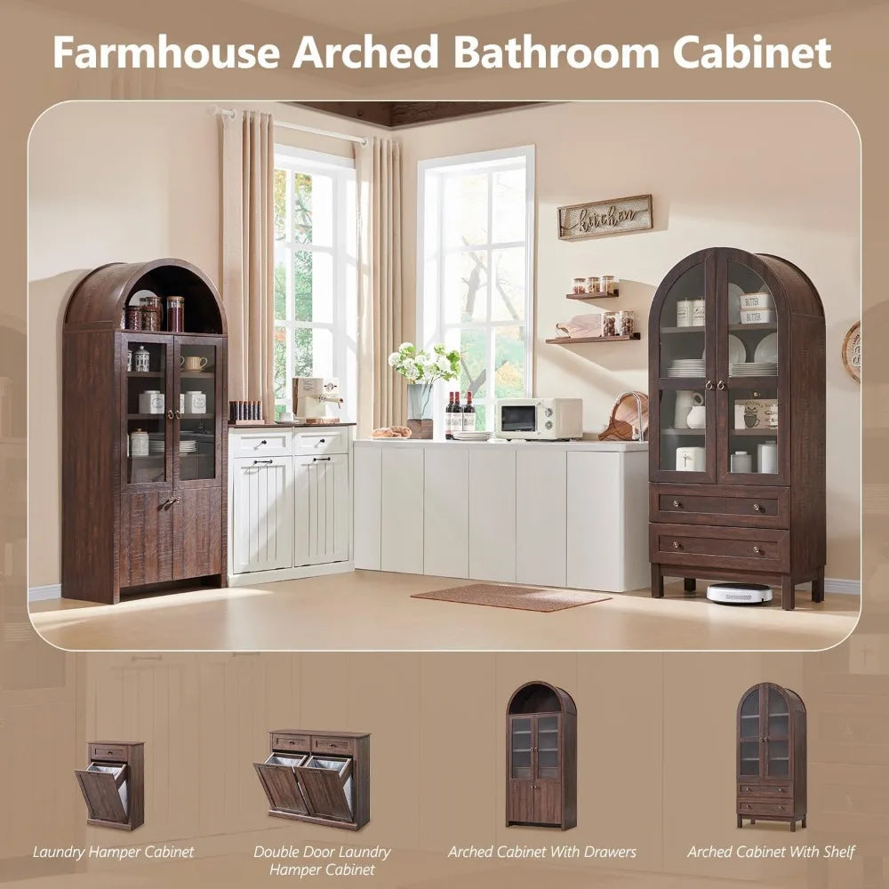 ANGDUO Arched Bathroom Cabinet 4 Tier Storage With Drawers