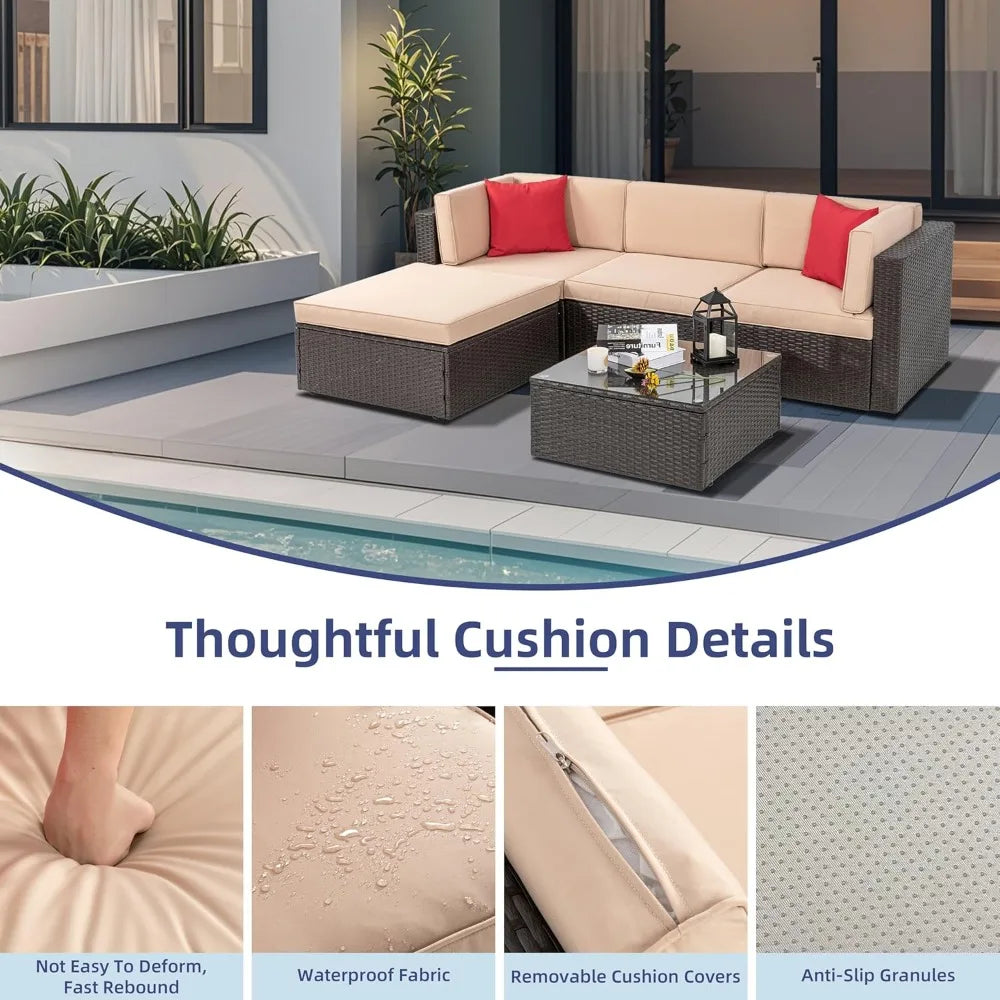Guangbai All Weather Patio Sectional Conversation Set