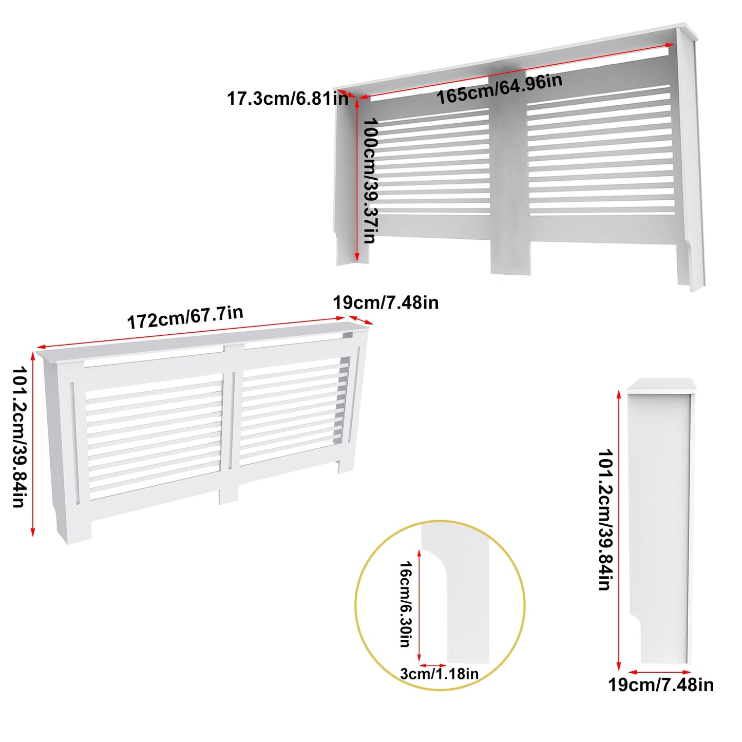 Wisfor Wood Radiator Cover Cabinet Modern Slat Heater Shelf