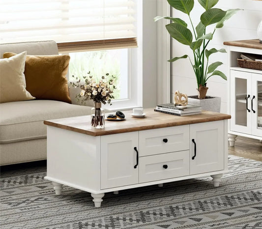 Guangbai Coffee Table Set of 2 With Storage Wood Living Room
