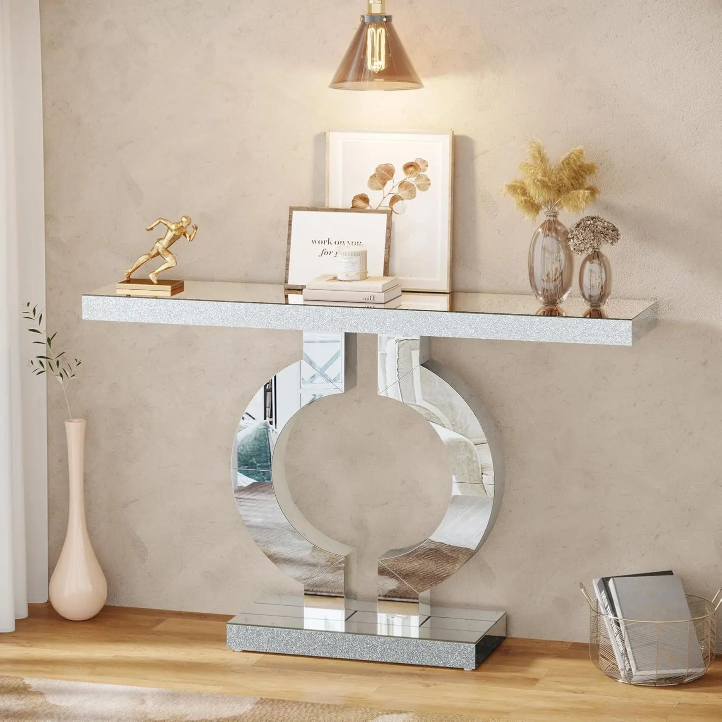 Tribesigns Mirrored Console Table Modern Entryway Decor