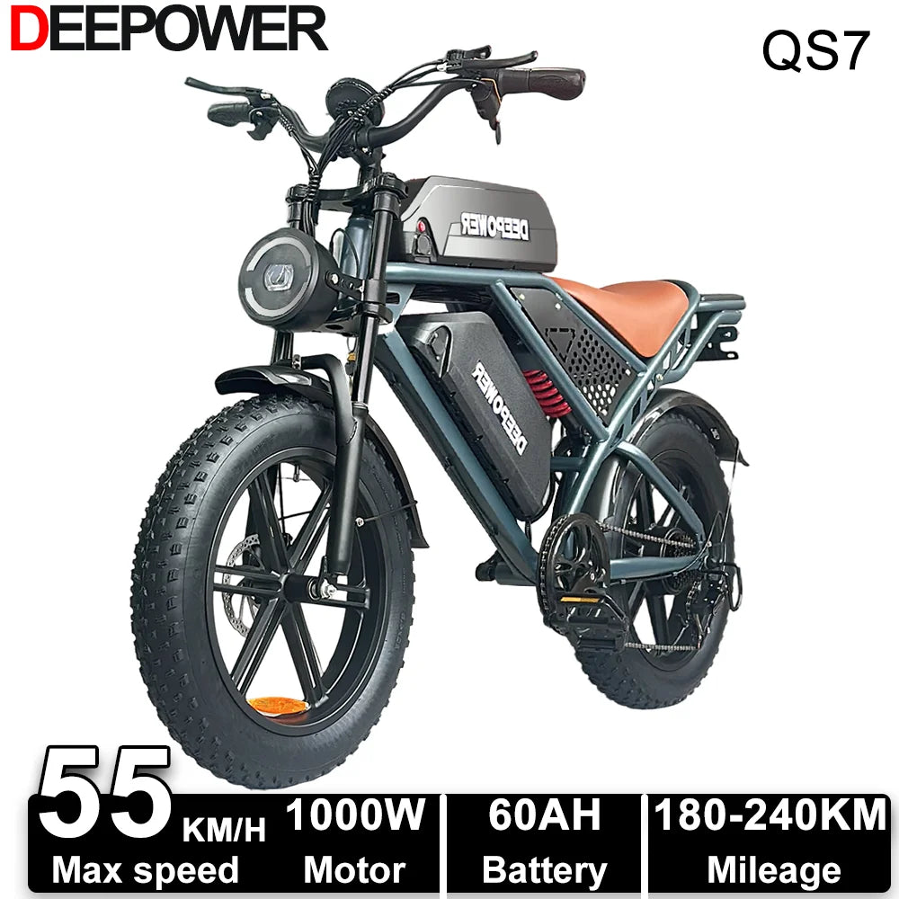DEEPOWER QS7 1000W Fat Tire Electric Bike For Adults